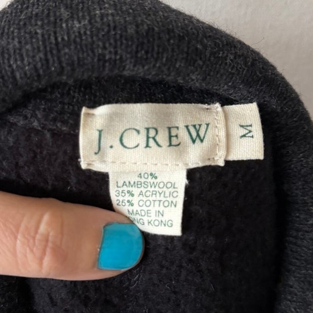 J.Crew Dark Charcoal Wool Blend Fleece Lined Button Down Lady Cardigan - Picture 4 of 5